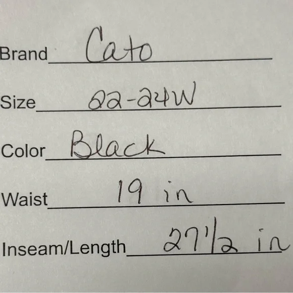 Cato Plus Size Black Stretch Pull-On Pants High Waist Slim Fit Work Casual 22W - Picture 6 of 6